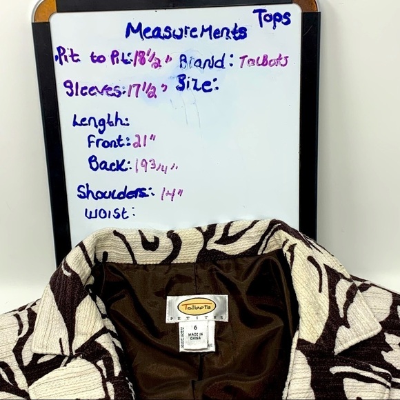 Talbots 3/4 Sleeve Cropped Jacket 6 P Linen Blend Textured Cream Floral Print - Picture 8 of 15